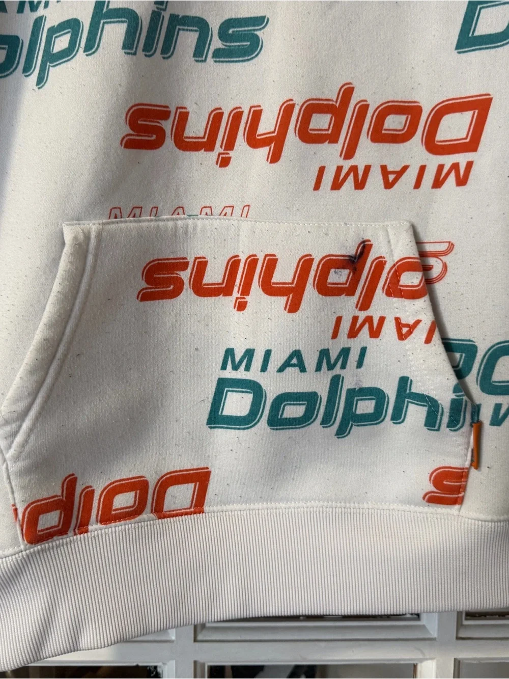 Kids Miami Dolphins Logo Hoodie - White with Aqua & Orange
